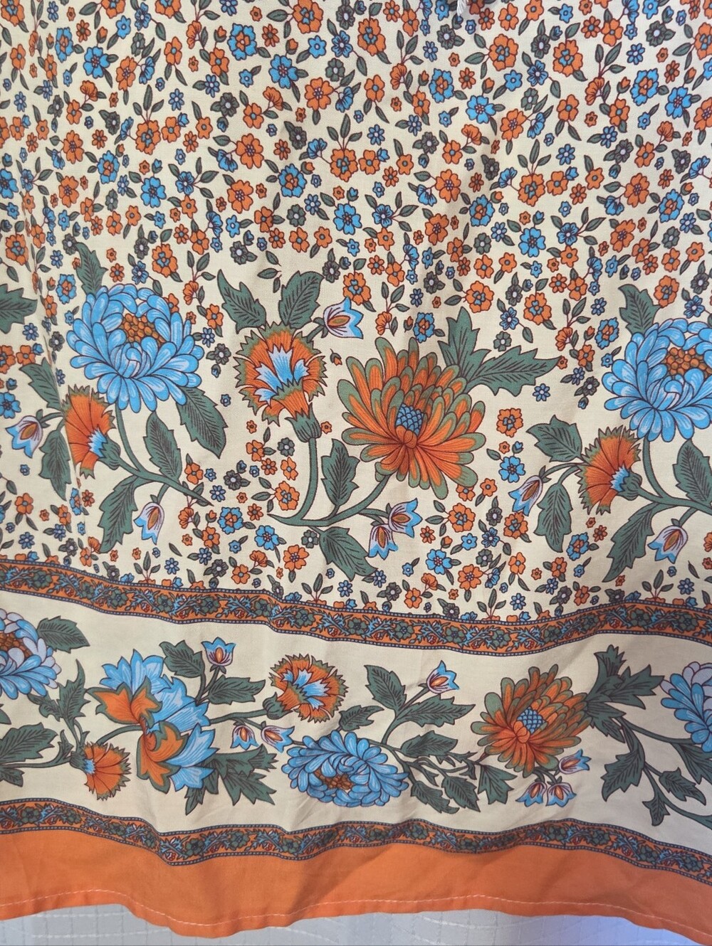 In'Voland Size 18 W Boho Tunic Dress Orange Blue Floral Tassel Peasant Beachy - Picture 2 of 12